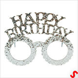 Happy Birthday Taç ve Gözlük Seti - Gümüş