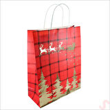 Kırmızı Kraft Karton Çanta, 31 x 25 x 10 cm - 1 Adet