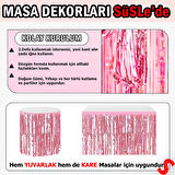 Parlak Saçaklı Işıltılı Masa Eteği 75cm x 275cm - Pembe