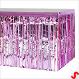 Parlak Saçaklı Işıltılı Masa Eteği 75cm x 275cm - Pembe