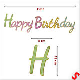 Happy Birthday Makaron Karton Banner, 2 mt