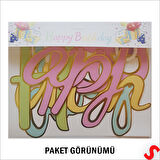 Happy Birthday Makaron Karton Banner, 2 mt