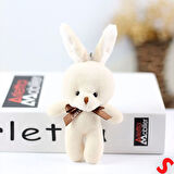 Pelüş Tavşan Anahtarlık, 15 cm x 8 cm - Krem