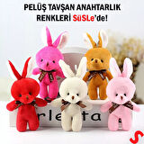 Pelüş Tavşan Anahtarlık, 15 cm x 8 cm - Krem