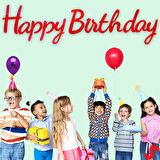 Happy Birthday Simli Folyo Karton Banner, 2 mt - Kırmızı