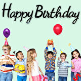 Happy Birthday Simli Folyo Karton Banner, 2 mt - Siyah