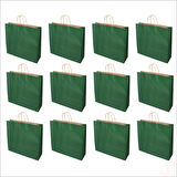 Büküm Saplı Kraft Çanta 40 x 44 x 13 cm, Yeşil - 12 Adet