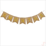 6 Months Simli Evalı Kraft Banner, 110cm x 17cm - Altın