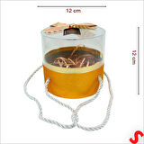 Pleksi Kapaklı Fiyonklu ve Dolgulu Karton Kutu, 20cm - Altın