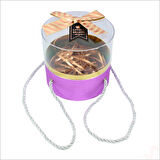 Pleksi Kapaklı Fiyonklu ve Dolgulu Karton Kutu, 20cm - Mor