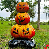 Halloween Ayaklı ve 3 Katlı Balkabağı Folyo Balon, 109cm x 61cm