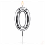 0 Rakam Mum Gümüş - 10 cm