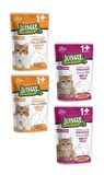 Jungle Pouch Kısırlaştırılmış Gravy Soslu Karışık Paket Tavuk-Biftekli Yaş Kedi Maması 100 Gr (4 ADET) 