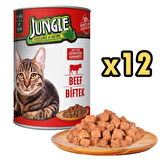 Jungle Biftekli Kedi Konservesi 415 Gr X 12 Adet