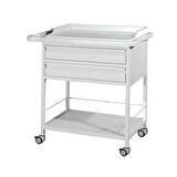 2 Çekmeceli Pansuman Arabası | ABS Tezgahlı, Metal Gövde, Antistatik Tekerlekli E-236