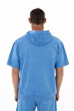 Arma Erkek Oversize Kısa Kollu Kanguru Cepli Kapşonlu Sweatshirt 