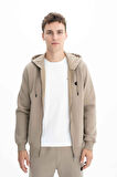 Arma Erkek Regular Fit 3 İplik Şardonlu Tam Fermuar Kapüşonlu Cepli Sweatshirt 