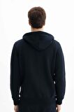 Arma Erkek Büyük Beden 3 İplik Şardonlu Tam Fermuar Cepli Kapüşonlu Sweatshirt 