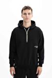 Arma Erkek Relax Fit Kapüşonlu Cepsiz Sweatshirt 