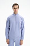 Arma Erkek Regular Fit Şardonsuz 3 iplik Fermuar Cepli Dik Yakalı Yarım Fermuar Sweatshirt 