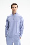 Arma Erkek Regular Fit Şardonsuz 3 iplik Fermuar Cepli Dik Yakalı Yarım Fermuar Sweatshirt 