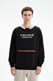 Arma Erkek Oversize Şardonsuz 3 İplik Kanguru Cepli Kapşonlu Sweatshirt 