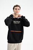 Arma Erkek Oversize Şardonsuz 3 İplik Kanguru Cepli Kapşonlu Sweatshirt 