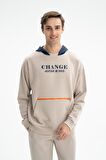Arma Erkek Oversize Şardonsuz 3 İplik Kanguru Cepli Kapşonlu Sweatshirt 