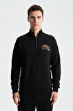 Arma Erkek Regular Fit Cepsiz Basic 3 İplik Şardonlu Dik Yaka Yarım Fermuar Sweatshirt 