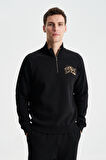 Arma Erkek Regular Fit Cepsiz Basic 3 İplik Şardonlu Dik Yaka Yarım Fermuar Sweatshirt 