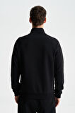 Arma Erkek Regular Fit Cepsiz Basic 3 İplik Şardonlu Dik Yaka Yarım Fermuar Sweatshirt 