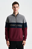 Arma Erkek Tarz Regular Fit 3 İplik Şardonlu Dik Yaka Yarım Fermuarlı Sweatshirt 
