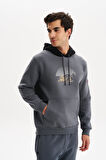 Arma Erkek Kapüşonlu Sweatshirt – Örme 3 İplik Şardonlu, Yazı Baskılı,Cepsiz, Sade ve Şık, Regular Fit K30254628901 