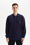 Arma Erkek Regular Fit Çizgili %100 Pamuk Ringel Ottoman Kumaş Polo Yaka Ribanalı Sweatshirt K30554952502 