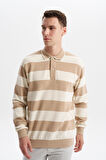 Arma Erkek Ribanalı Regular Fit Çizgili %100 Pamuk Ringel Ottoman Kumaş Polo Yaka Düğmeli Sweatshirt K30554952602 