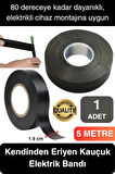 Süper Güçlü 1 Adet Siyah Kauçuk Kendinden Eriyen Bant Elektrik Sızdırmazlık Bandı 5 mt 1.9 cm