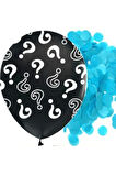 Siyah Soru İşareti Cinsiyet Belirleme Partisi Baby Shower Kız mı Erkek mi 18inç 45cm Konfetili Balon