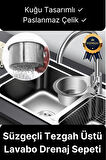 Premium Modern Paslanmaz Çelik Kuğu Tasarımlı Süzgeçli Asılabilen Tezgah Üstü Lavabo Drenaj Sepeti
