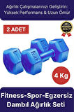 Premium Kalite Fitness Spor Egzersiz Vücut Kas Geliştirme Mavi 4 Kg Dambıl Ağırlık Seti - 2 Adet