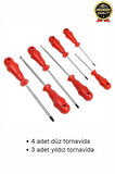 Üstün Kalite Dayanıklı Pratik Ergonomik Vidalama Tamir Tamirat Düz Ve Yıldız 7 Parça Tornavida Seti