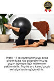 Premium Mini Gymball 20cm Jimnastik Denge Fitness Spor Şişirme Pompası Hediyeli Siyah Pilates Topu