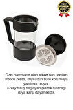 Premium Kalite Dayanıklı Isıyı Koruyan Filtre Kahve Bitki Çayı Demleme Siyah French Press 200 ml