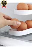 Premium Yer Tasarruflu Saklama Kabı Organizeri Plastik 2 Katlı Otomatik Buzdolabı Yumurta Standı