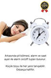 Premium Kalite Dekoratif Pilli Yüksek Sesli Alarmlı Çift Çan Formlu Masaüstü Mini Analog Çalar Saat
