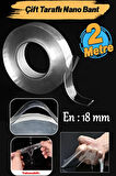 Çok Amaçlı Çift Taraflı İz Bırakmaz Montaj Tamir Bandı Şeffaf Güçlü Silikon Bant 18mm X 2mt 1 Adet