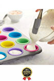 Yeni Üretim Esnek Dayanıklı Yapışmaz BPA İçermez Fırın Silikon Kek Muffin Cupcake Kalıbı 12 Adet