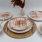 Ekose 8 Parça 2 kişilik Karamel Yemek Takımı Düz