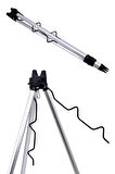Exent Makas + 3 Ayaklı Alüminyum Teleskopik, katlanabilir hafif kamış ve olta dayama Sehpası (Tripod)