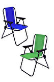 EXENT 2 Adet 2-6 Yaş LÜX Çocuk Piknik Sandalyesi-Mini Kamp Sandalyesi-Mavi-Yeşil