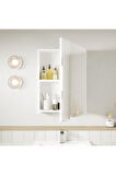Exent 55 cm Komple MDF CNC işlemeli Mebran Kapaklı Banyo dolabı seti-BEYAZ